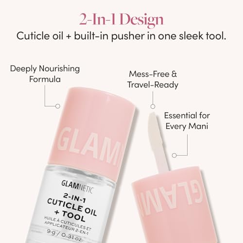 Glamnetic 2-in-1 Cuticle Oil and Pusher - Nourishing Serum 0.31oz