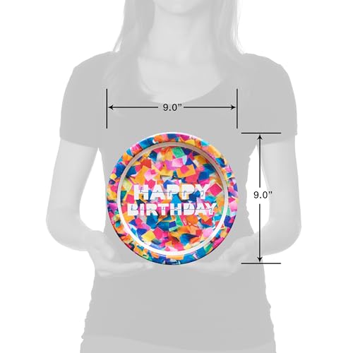 Happy Birthday Confetti Dinner Plates - 36 Count, 9-Inch