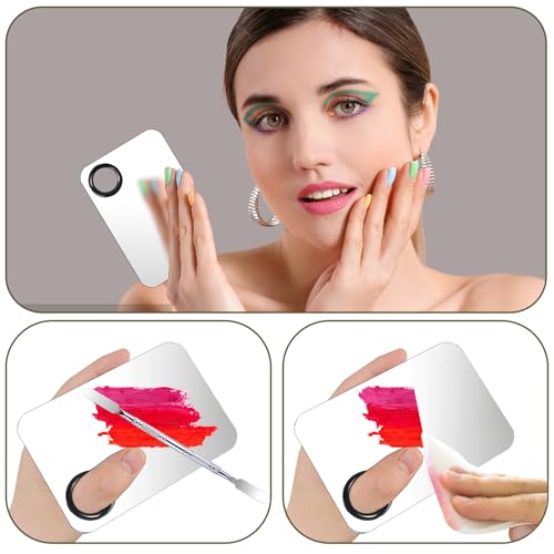 Stainless Steel Makeup Mixing Palette Set - 2 Sizes with Spatula