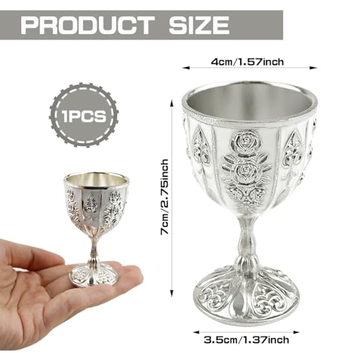 DOERDO Vintage Mini Chalice Goblet for Wine & Beverages - 1.6x2.8 Inch
