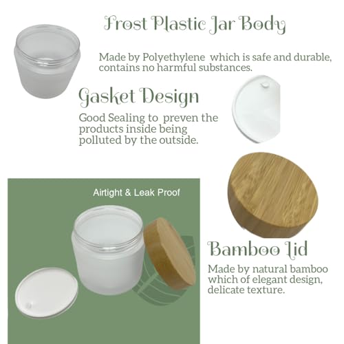 16oz Bamboo Lid Jar - Frosted Refillable Cosmetic Container for Creams & Powders