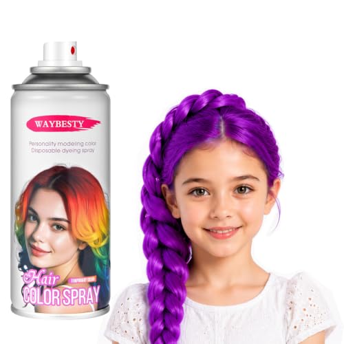 Waybesty Purple Temporary Hair Spray for Kids & Adults, Washable Cosplay & Party Color, 120ml