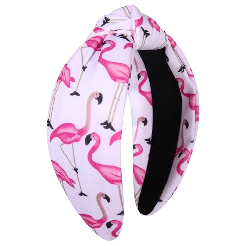 Hawaiian Flamingo Knotted Headband for Women - Boho Pink Hair Accessory
