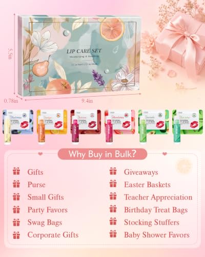 Lip Balm & Mask Set - 24 Pcs Hydrating Lip Care Gift Set for Spa, Bridal & Party Favors