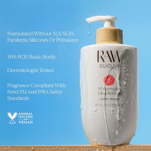 Raw Sugar Watermelon Mint Liquid Hand Wash, Moisturizing Soap - 4 Pack