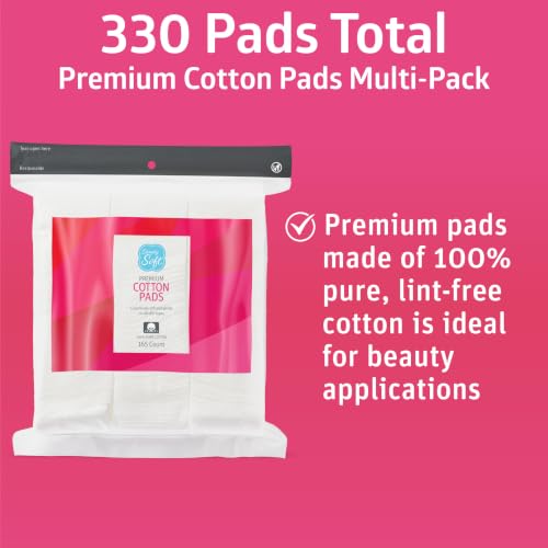 Simply Soft Premium Cotton Pads - 100% Natural, Hypoallergenic, 330 Count