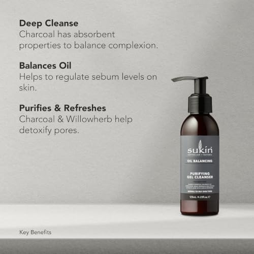 Sukin Oil Balancing Charcoal Gel Cleanser 125ML for Oily & Combination Skin
