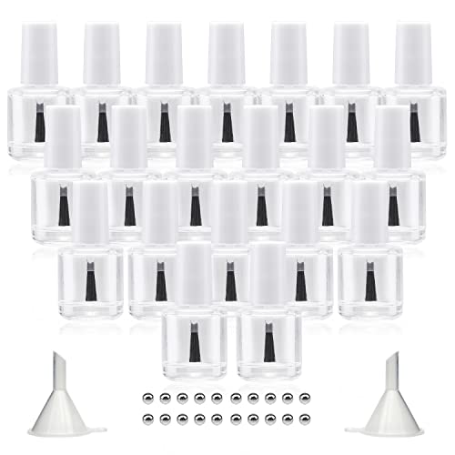 20PCS 10ML Empty Nail Polish Bottles with Brush & Funnels