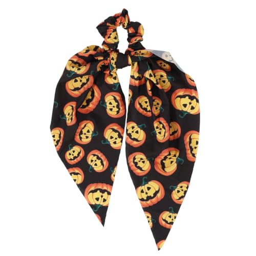 Halloween Hair Scrunchies Set - 4 Pcs with Ribbon Bow, Color 34