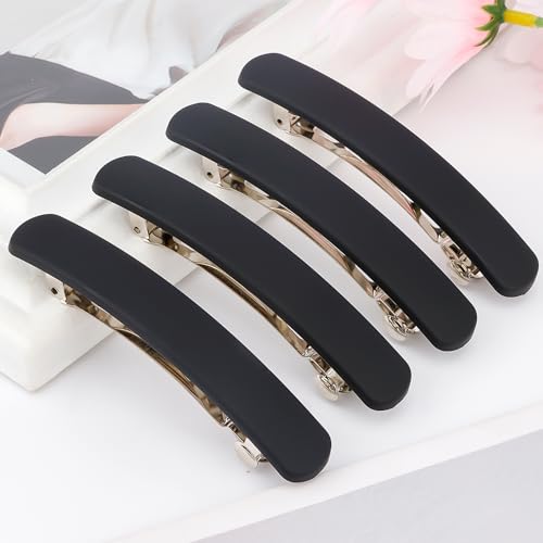 Atoden Black Matte Hair Clips 4Pcs for Thin & Fine Hair – Claw Barrettes for Women & Girls