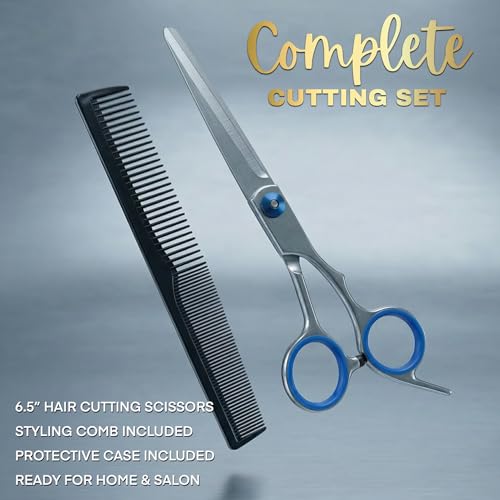 6.5 Inch Stainless Steel Hair Cutting Scissors with Adjustable Tension & Comfort Grip