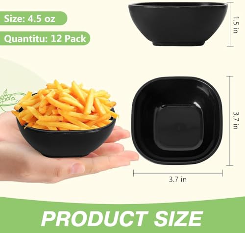SHECIPIN 12 Pack Unbreakable Dipping Bowls - 4.5 oz Eco-Friendly Sauce Cups