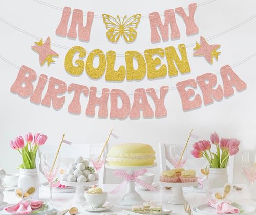 In My Golden Birthday Era Banner - Rose Gold Glitter Party Decoration