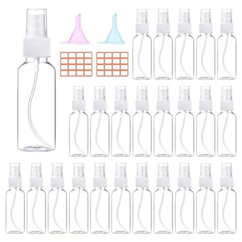 24 Pcs 2oz Clear Mini Spray Bottles Set - Refillable Travel Containers