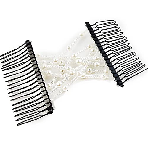 NSBELL 6-Piece Magic Elastic Beaded Hair Combs - Double Clip Hair Styling