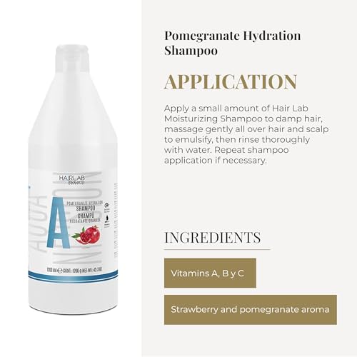 Salerm Hair Lab Pomegranate Hydrating Shampoo, 1200ml - Vegan & Paraben-Free