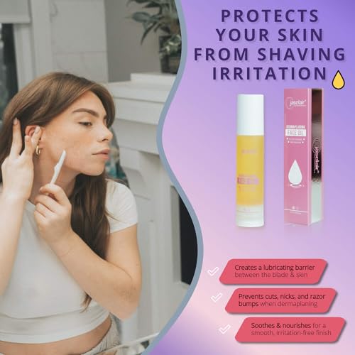 Jasclair Dermaplaning Oil for Women (1.7 Fl Oz) | Pre & Post Shave Oil for Smooth Glide & Skin Protection | Use with Dermaplane Razor for Peach Fuzz | Unscented & Natural