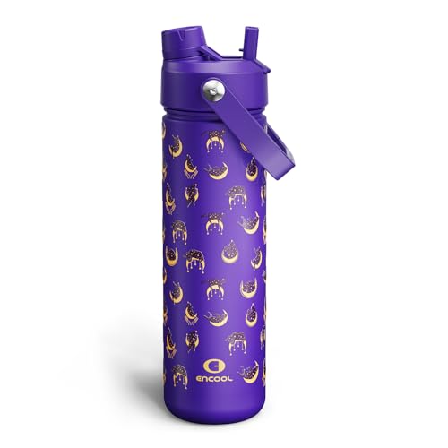 ENCOOL Insulated Water Bottle with Straw - 26 oz, Leak-Proof