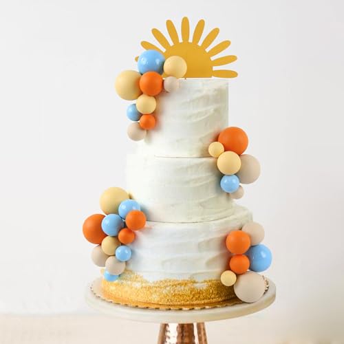 33pcs Sunshine Ball Cake Toppers - Half Sun & Multicolor Balls