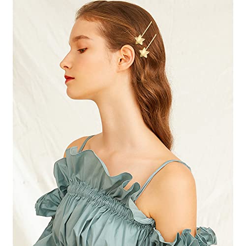 Gold Star Hair Clips 10 Pcs Bridal Bobby Pins for Women & Girls