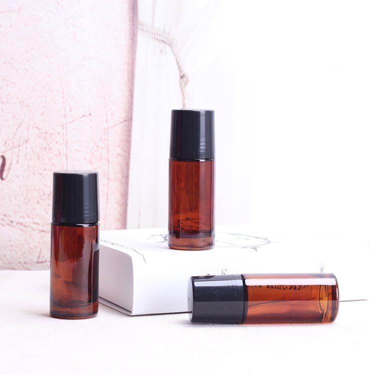 Essential Oil Roller Bottles - 30ml Brown Glass Refillable Roll-On Containers | 2 Pack for Fragrance and Cosmetics