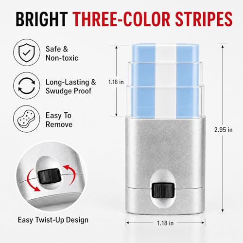 Blendable Blue White Face Paint Stick for Sports & Events