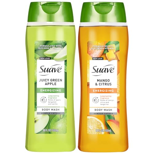 Suave Moisturizing Body Wash 2-Pack - Juicy Green Apple & Mango Citrus, 18 Oz Each