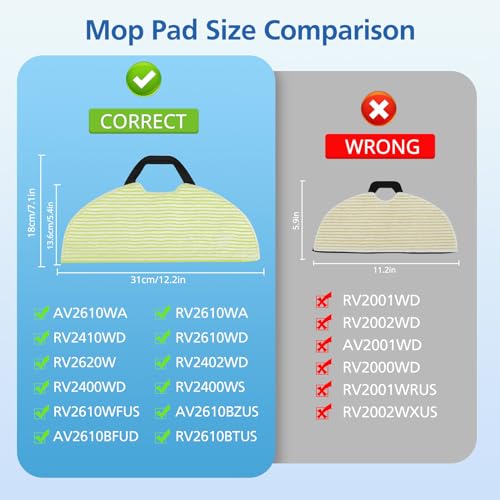 JORAIR RV2610WA Replacement Mop Pads for Shark Robot Vacuum - 6 Pack