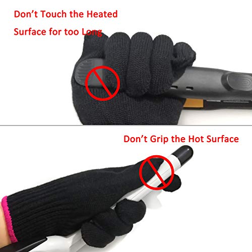 Heat Resistant Hair Styling Gloves - 2 Pack, One Size Fits All