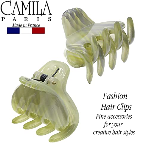 Camila Paris Green 1-Inch French Small Claw Hair Clips Set of 2 for Women