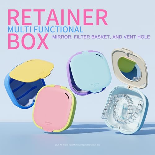 PUINVI Green Retainer Case with Mirror, Vent Holes & Magnetic Closure