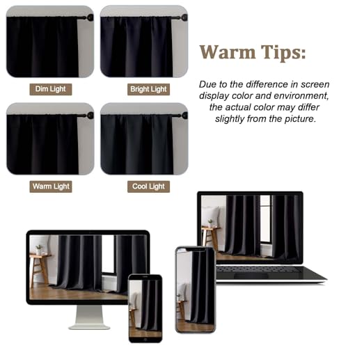 Lecloud Blackout Curtains 63 Inch Length, 2 Panels Set, Thermal Insulated Drapes for Bedroom & Living Room