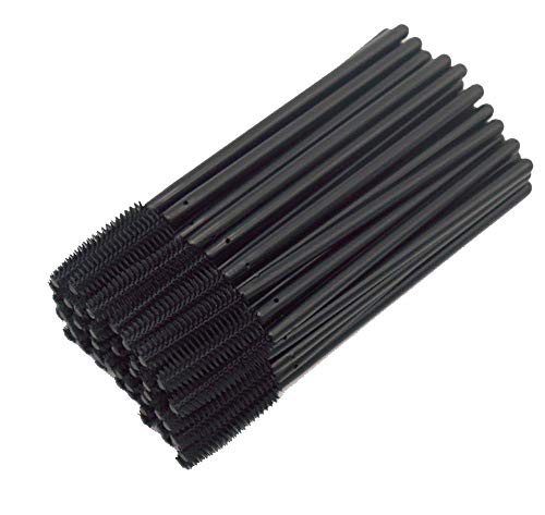 KOLIGHT 100pcs Black Disposable Silicone Mascara Brush Wands Makeup Applicator