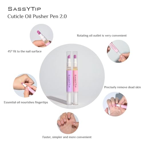 SASSYTIP 2-in-1 Cuticle Pusher and Nourishing Oil Pen for Nail Care