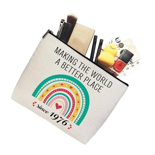 50th Birthday Makeup Bag - Rainbow 1976 Waterproof Cosmetic Travel Pouch