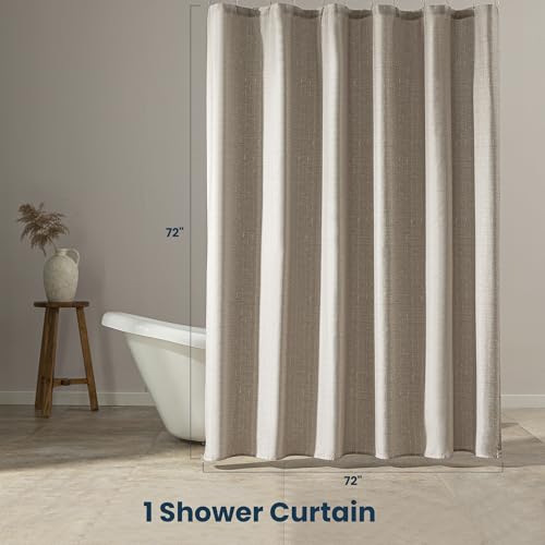 SLEEP ZONE Waterproof Beige Shower Curtain 72" x 72" - Geometric Design