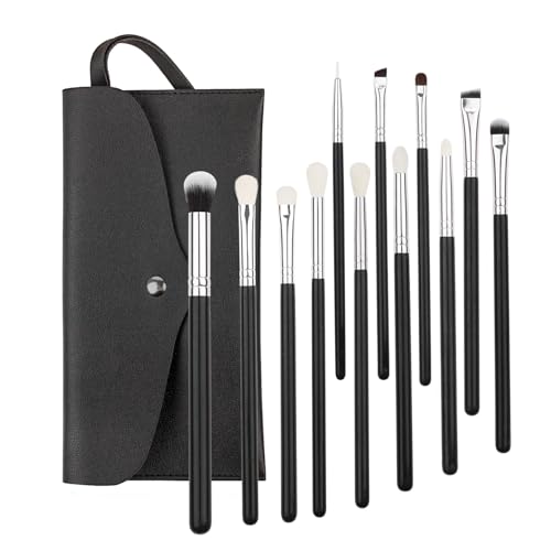 JEZTDKLE 12-Piece Professional Eye Makeup Brush Set with Storage Bag