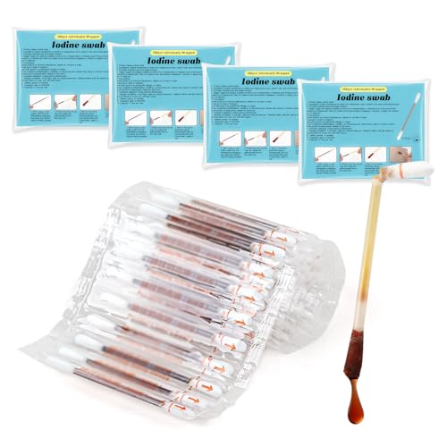 400PCS Disposable Iodine Swabs Pack of 400 - Medical Individually Wrapped First Aid