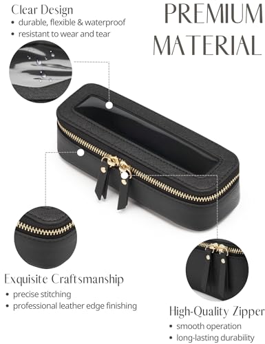 Popvibe Slim Makeup Brush Travel Case - Clear Black Cosmetic Bag
