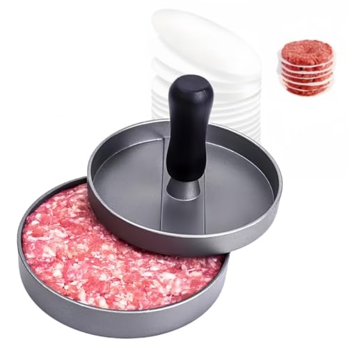 4.5" Non-Stick Burger Press with 100 Patty Papers for Grilling
