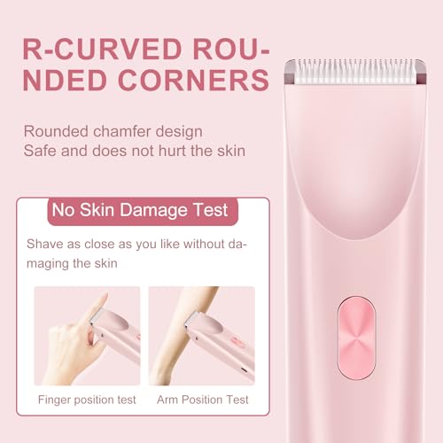 Dermave Bikini Shaver,Bikini Trimmer for Women,2 in 1 Dual Head Waterproof & Painless Electric Razors for Pubic Hair(Pink)