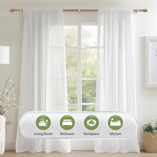 Adjustable Wood Grain Curtain Rod 30-45 Inch with Brackets