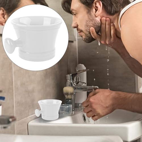 Large Ceramic Shaving Mug with Handle for Men Wet Shaving - Deep Lather Bowl, Heavy Duty Soap Cup