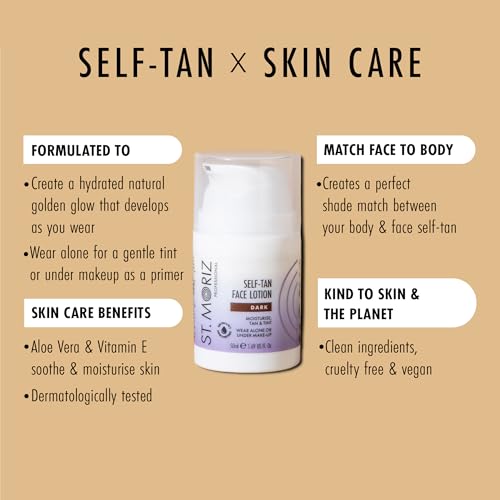 St. Moriz Dark Self-Tan Face Lotion with Aloe Vera & Vitamin E - 50ml