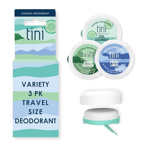 Tini Naturals Mini Travel Deodorant Variety Pack - 0.4 oz (3-Pack) | Aluminum-Free, Talc-Free