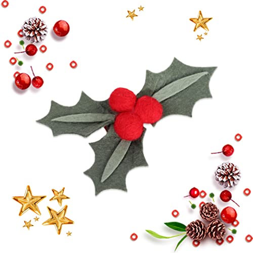 Christmas Holly Berry Hair Clip - Felt Holiday Hair Accessory for Girls