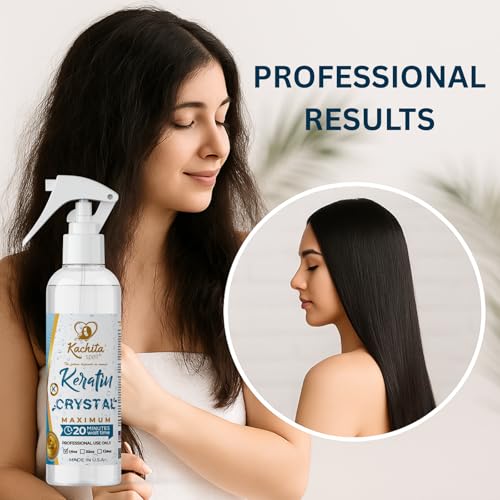 Kachita Spell Keratin Crystal Maximum 20-Minute Express Keratin Hair Straightening Treatment Spray for Long Lasting Blowouts, Home & Professional Use, Keratina / Queratina en Spray, 16 fl oz