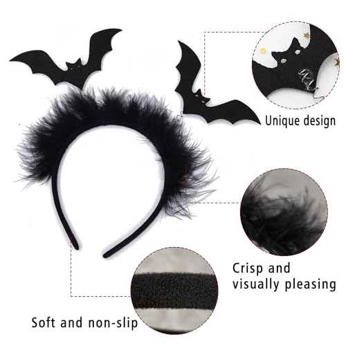 Totelux Black Bat Halloween Headband for Women & Men, Festive Hair Accessory