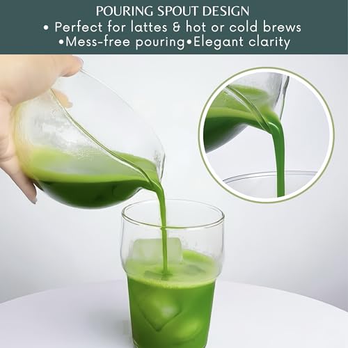 Premium Clear Textured Glass Matcha Bowl with Spout - 15oz