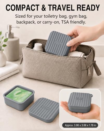 Leakproof Silicone Travel Soap Case for Square Bars - Dark Gray